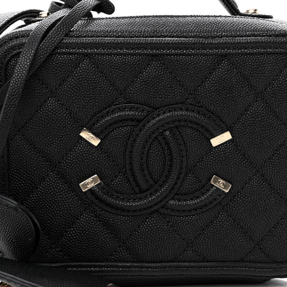 Chanel Caviar Quilted Small CC Filigree Vanity Case Black 9 of 11