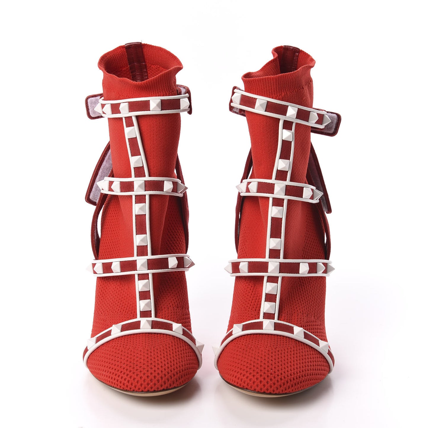 Knit Suede Free Rockstud Bodytech 105mm Ankle Boots 36 Rosso Valentino Optic White
