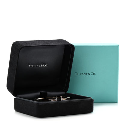 Tiffany 18K Rose Gold Diamond T Wire Bracelet 4 of 4