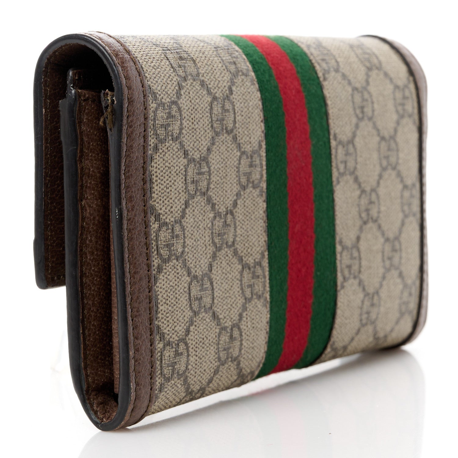 Gucci GG Supreme Monogram Web Ophidia Continental Wallet Brown 3 of 13