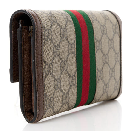 Gucci GG Supreme Monogram Web Ophidia Continental Wallet Brown 3 of 13