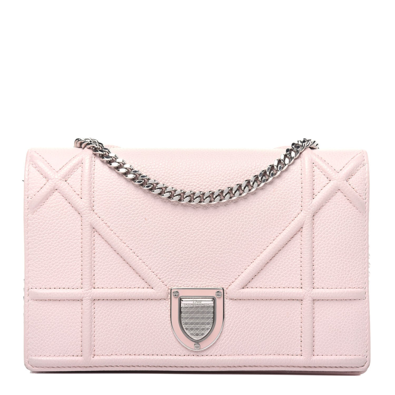Christian Dior Grained Calfskin Diorama Wallet on Chain Pouch Rose Poudre 1 of 14