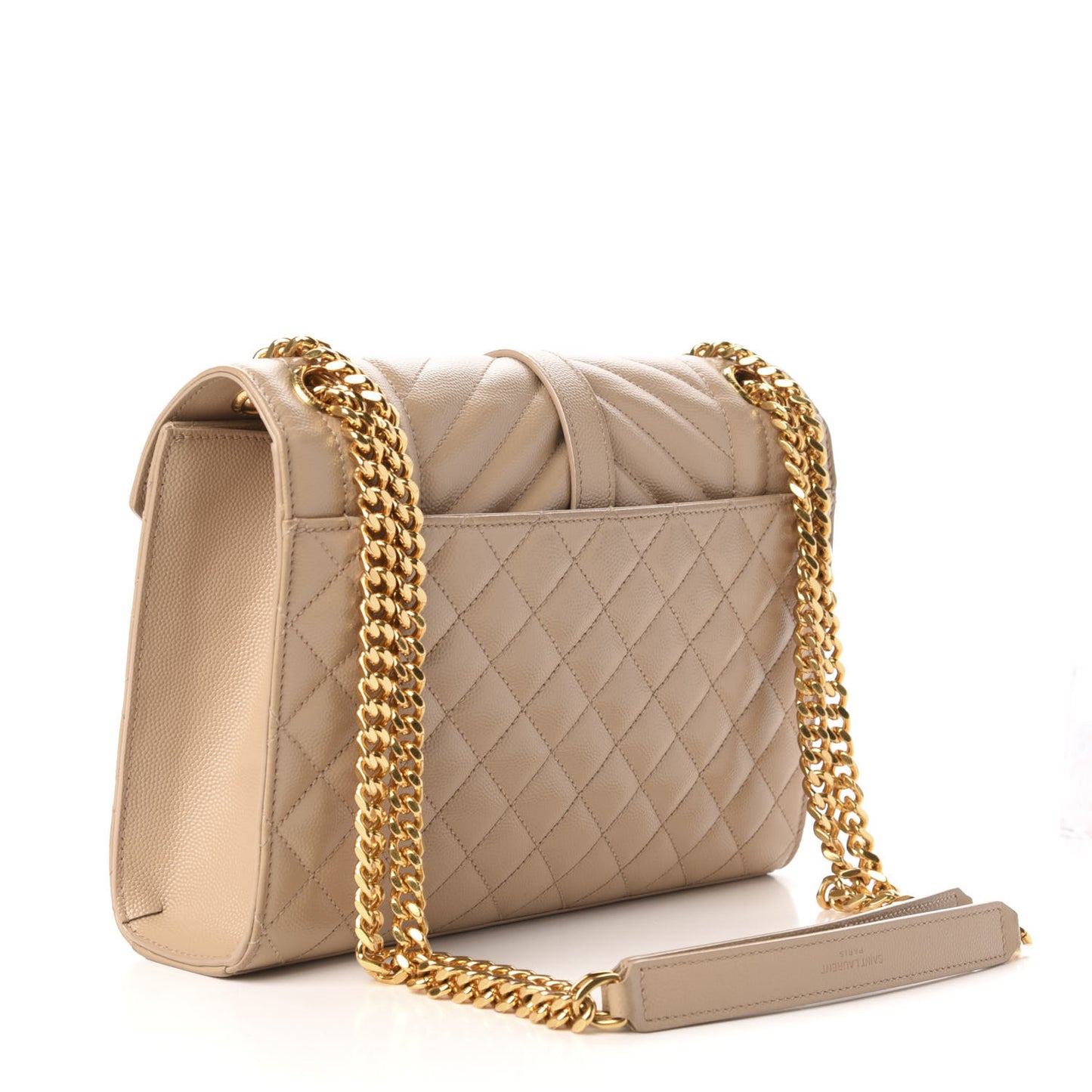 Grain De Poudre Textured Mixed Matelasse Medium Triquilt Monogram Satchel Dark Beige
