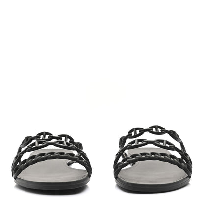 Hermes Rubber Chaine d'Ancre Rivage Sandals 38 Black 2 of 8