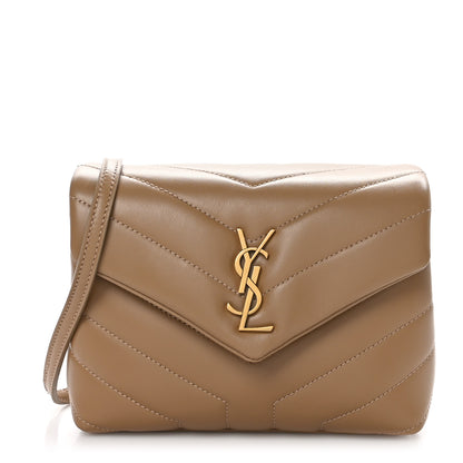 Saint Laurent Calfskin Y Quilted Monogram Toy Loulou Crossbody Bag Latte 1 of 10