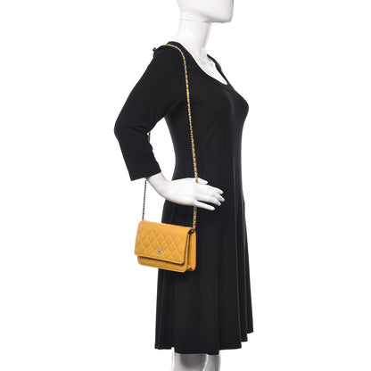 Chanel Lambskin Quilted Wallet on Chain WOC Yellow 2 of 10