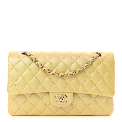Chanel Iridescent Caviar Quilted Medium Double Flap Yellow 1 of 11