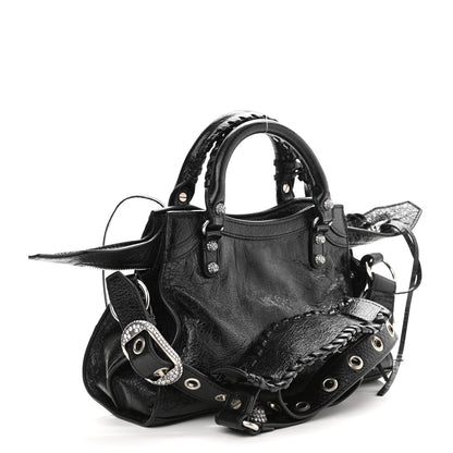 Balenciaga Agneau Arena Crystal Neo Cagole Handbag XS Black 3 of 11