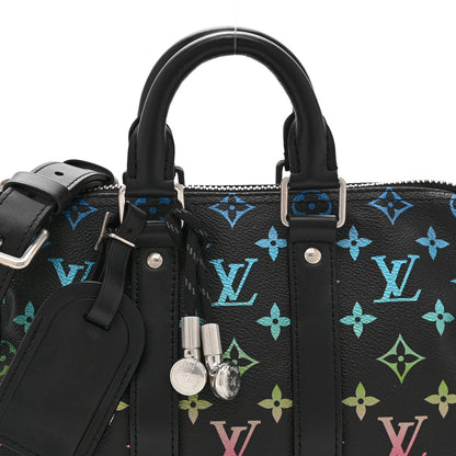 Louis Vuitton Monogram Iridescent Keepall Bandouliere 25 Black 7 of 9