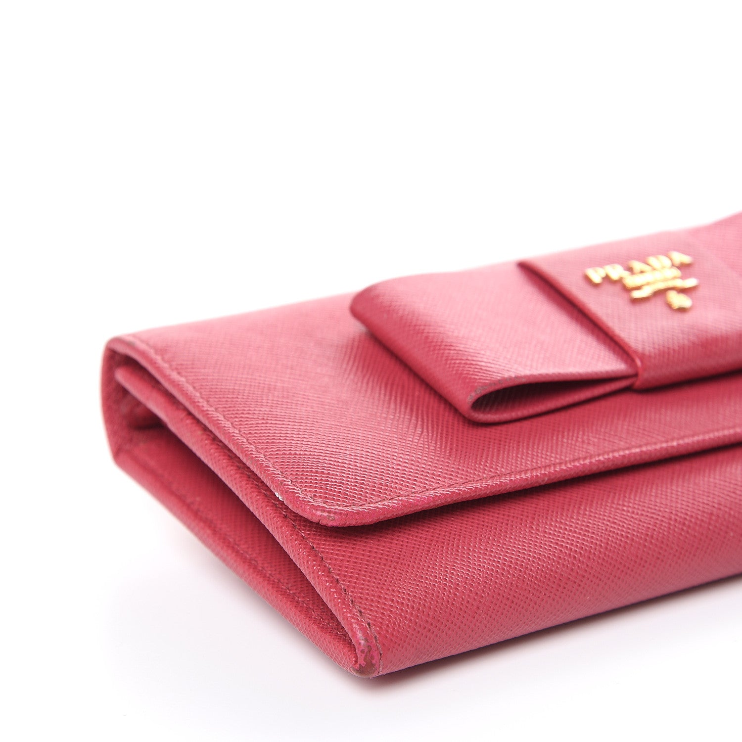 Prada Saffiano Fiocco Bow Continental Wallet Peonia 7 of 15