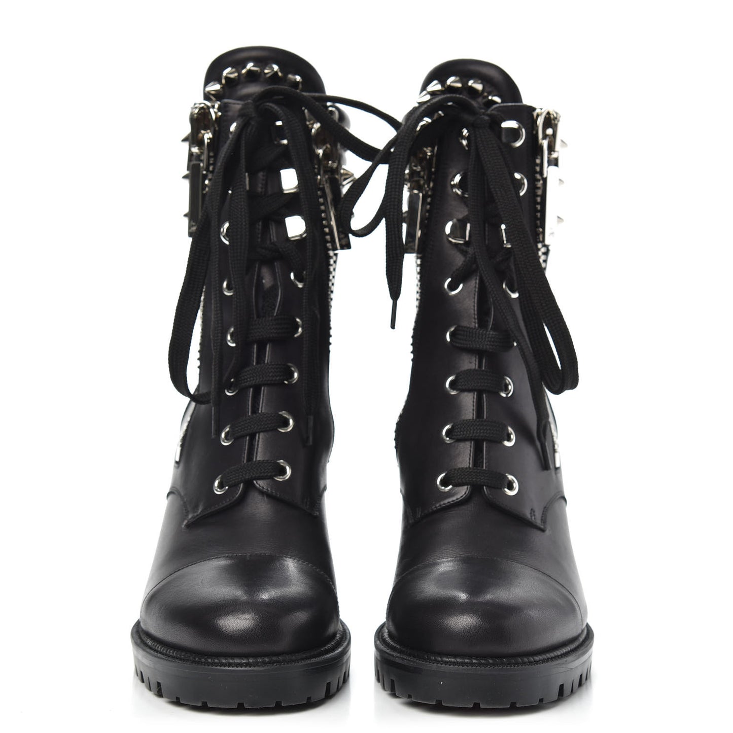 Calfskin Winter Spikes 70 Combat Boots 38 Black