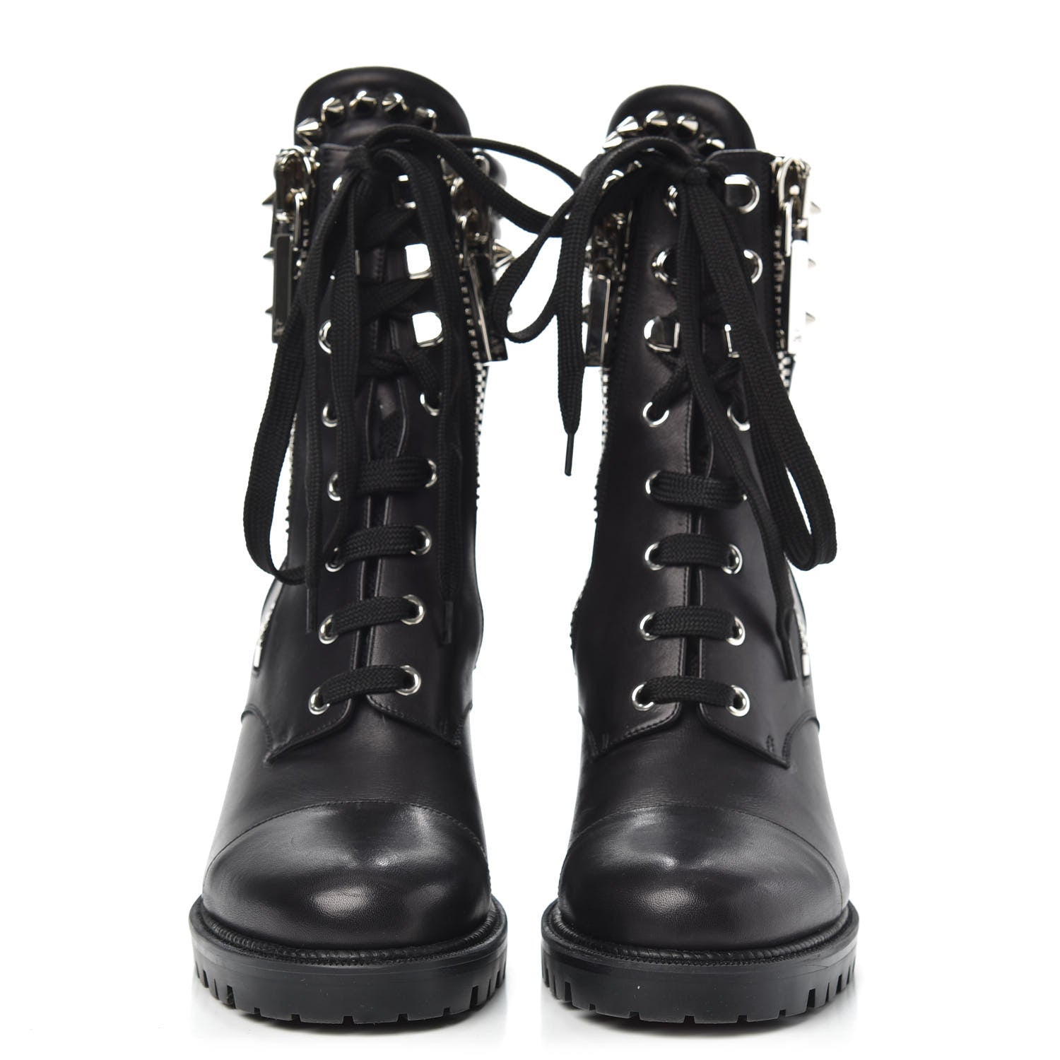 Christian Louboutin Calfskin Winter Spikes 70 Combat Boots 38 Black 2 of 7