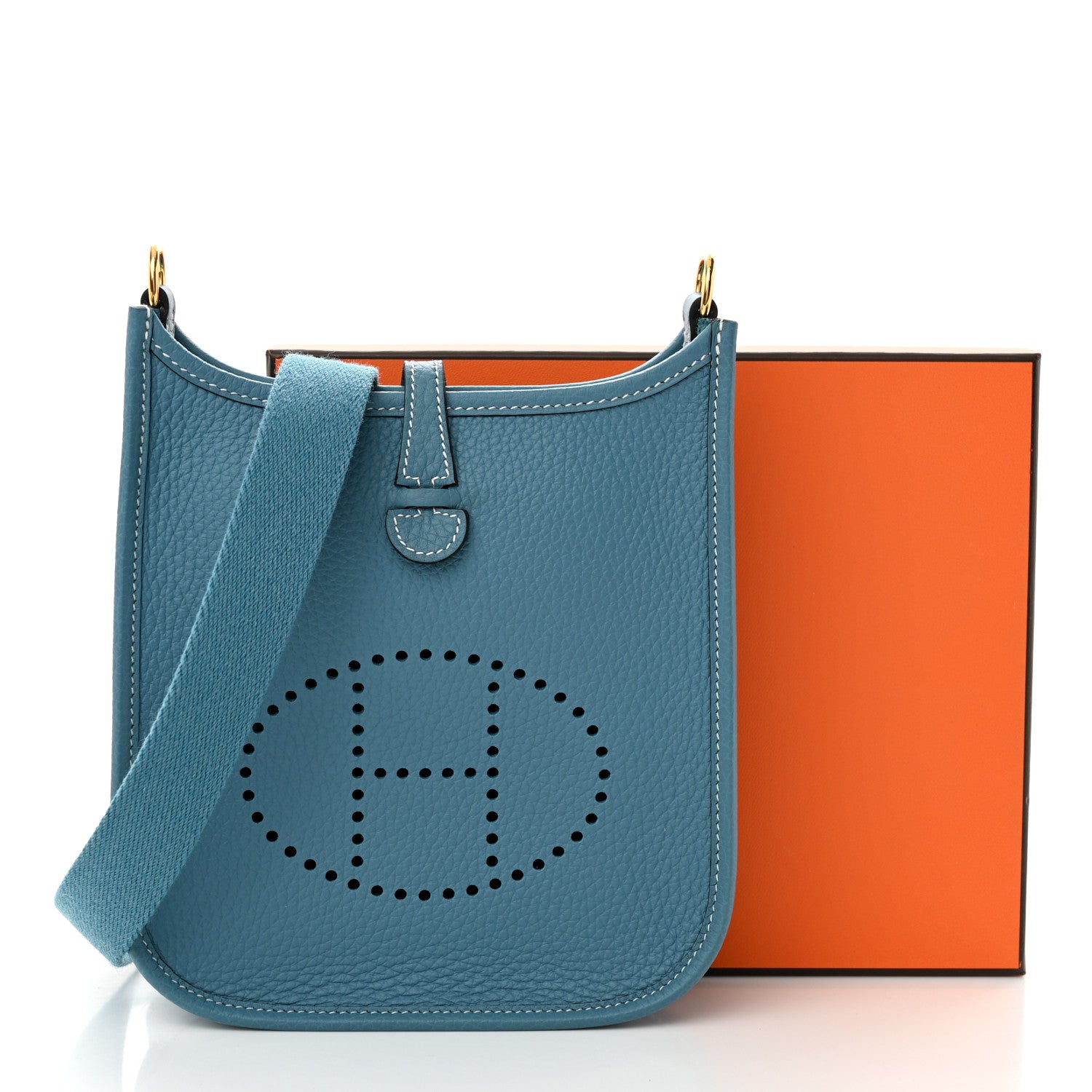 Hermes Taurillon Clemence Evelyne TPM New Blue Jean 11 of 11