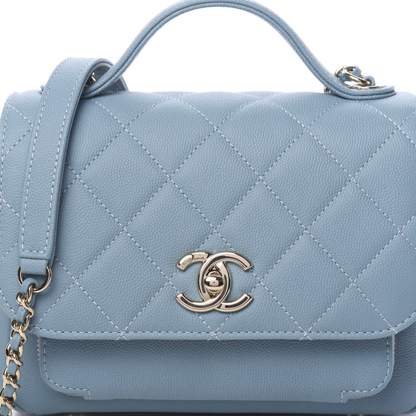 Caviar Quilted Small Business Affinity Flap Light Blue