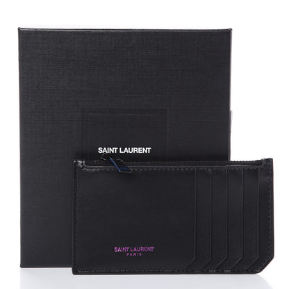 Saint Laurent Calfskin 5 Fragments Zip Pouch Card Holder Black 7 of 7