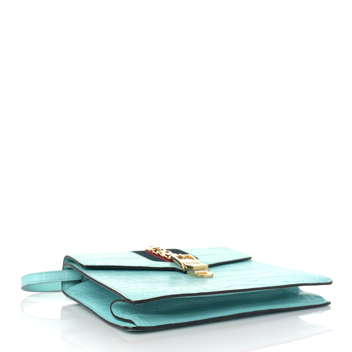 Alligator Medium Sylvie Top Handle Bag Blue