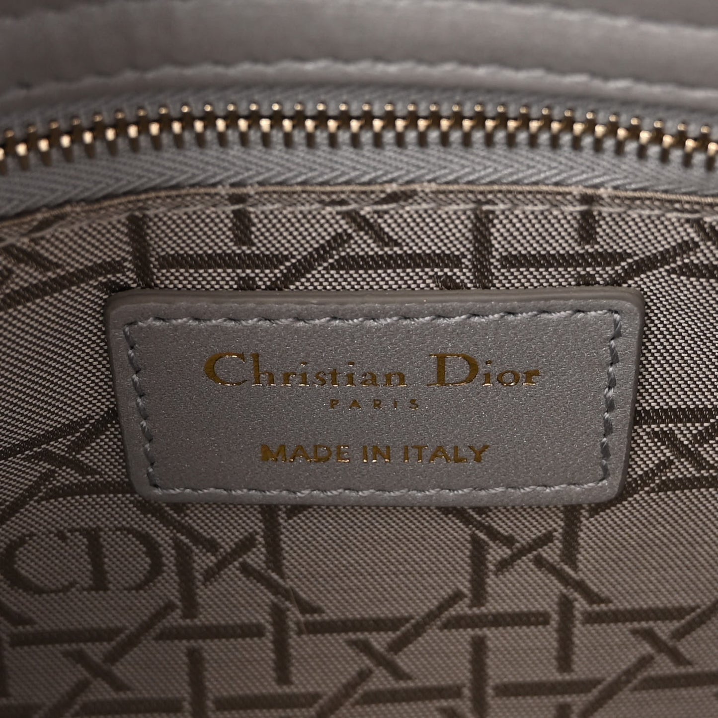 Metallic Lambskin Cannage Mini Lady Dior Grey