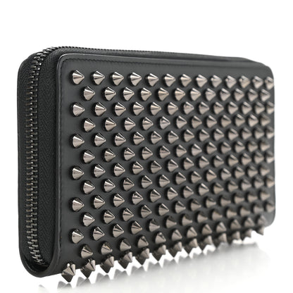 Christian Louboutin Calfskin Panettone Spiked Zip Around Wallet Black 3 of 7