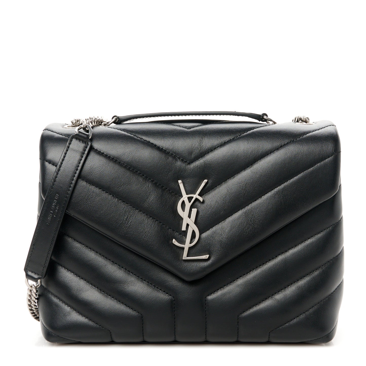 Calfskin Y Quilted Monogram Small Loulou Chain Satchel Black