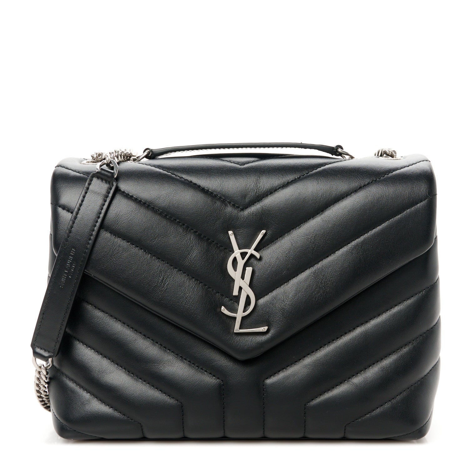 Saint Laurent Calfskin Y Quilted Monogram Small Loulou Chain Satchel Black 1 of 11