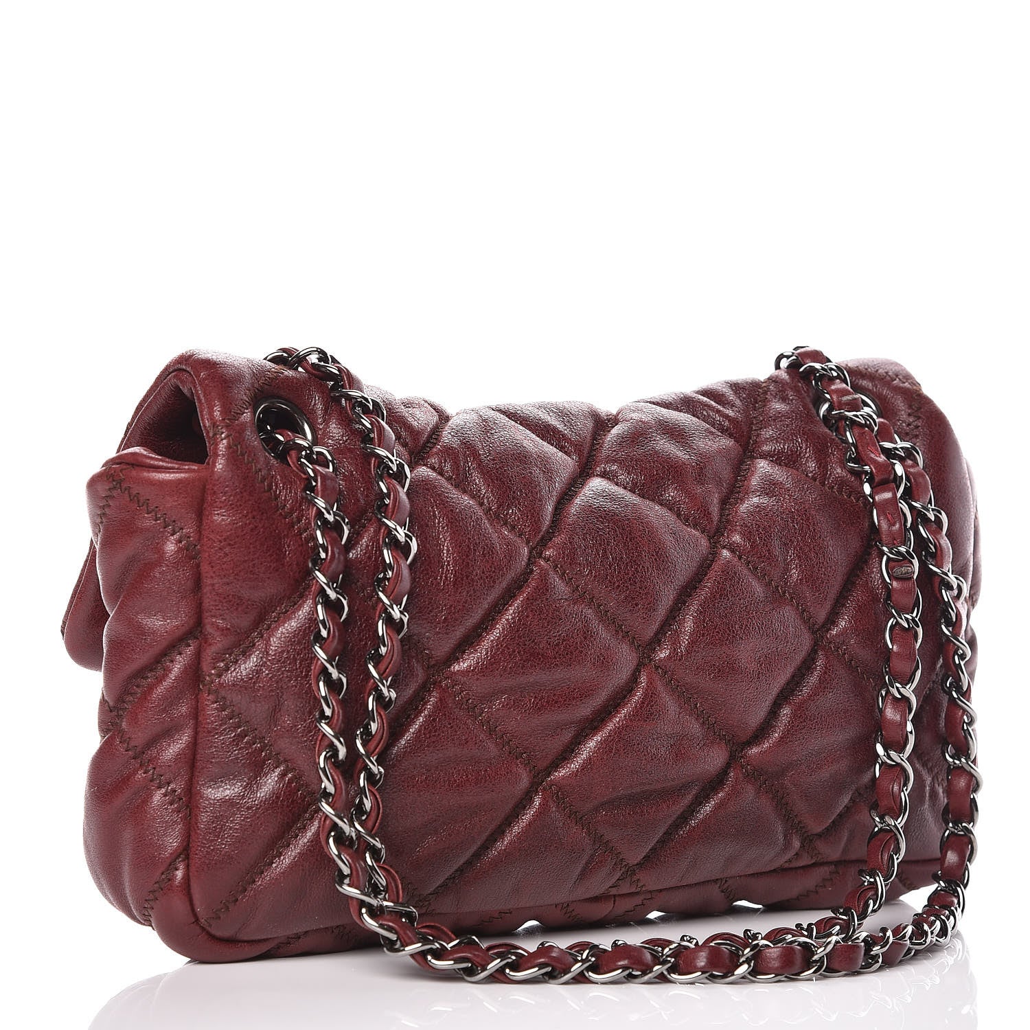 Chanel Calfskin Small Bubble Quilt Flap Burgundy 3 of 11