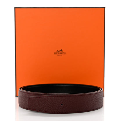 Hermes Box Togo 32mm Belt Strap 90 36 Black Bordeaux 7 of 7