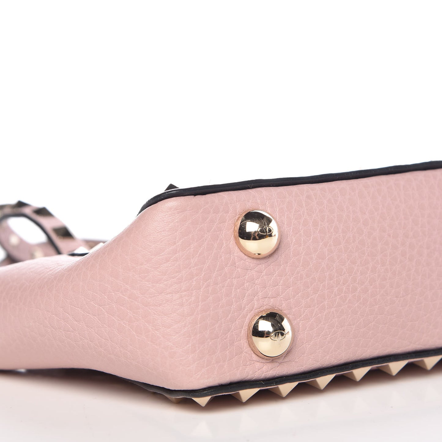 Grained Calfskin Micro Rockstud Tote Cipria