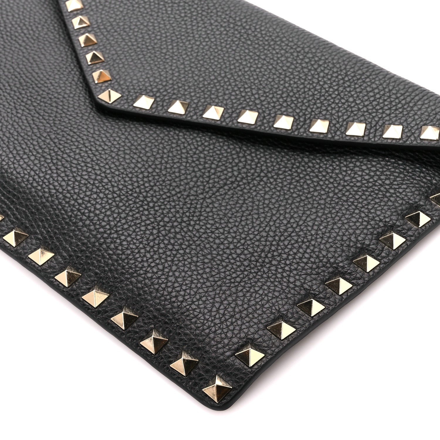 Valentino Garavani Pebbled Calfskin Large Rockstud Envelope Clutch Black 10 of 10