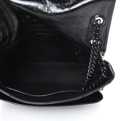 Saint Laurent Crinkled Calfskin Matelasse Monogram Medium Niki Chain Satchel Black 5 of 11