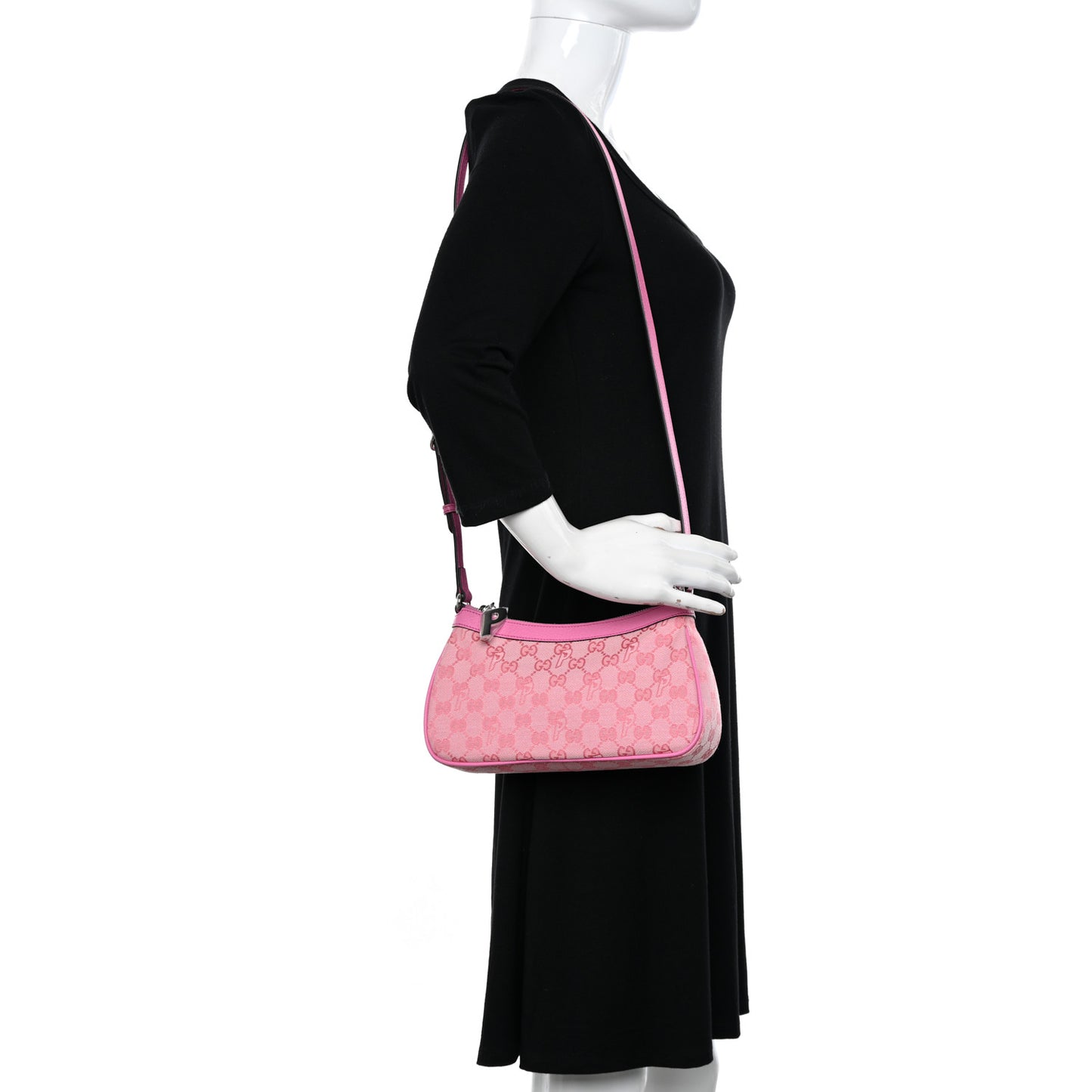 X PALACE GG Supreme Monogram Palace Textured Dollar Calfskin Shoulder Bag Pink Pale Rose Palace