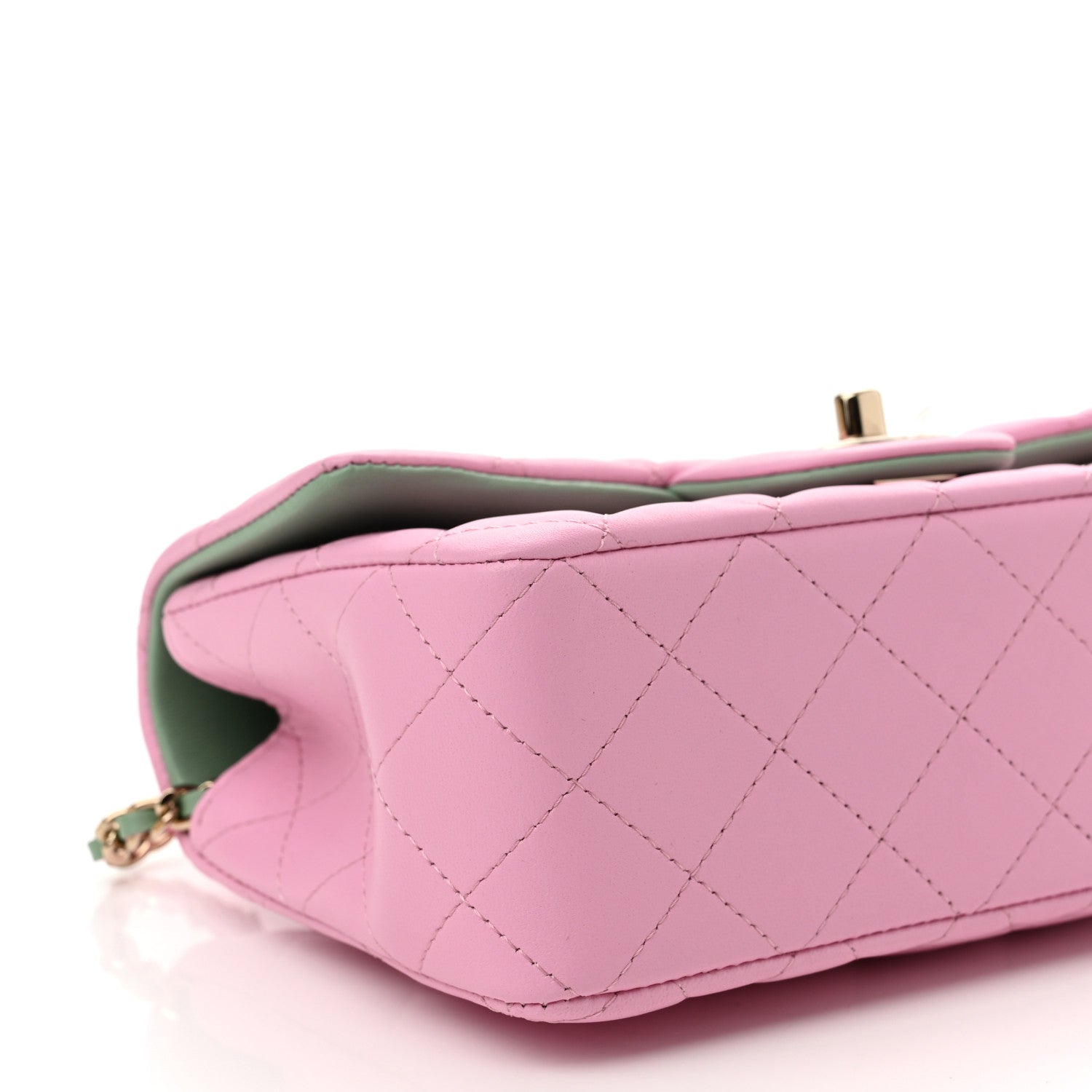 Chanel Lambskin Quilted Mini Top Handle Rectangular Flap Lilac Light Green 8 of 10