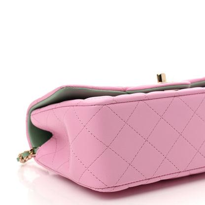 Chanel Lambskin Quilted Mini Top Handle Rectangular Flap Lilac Light Green 8 of 10
