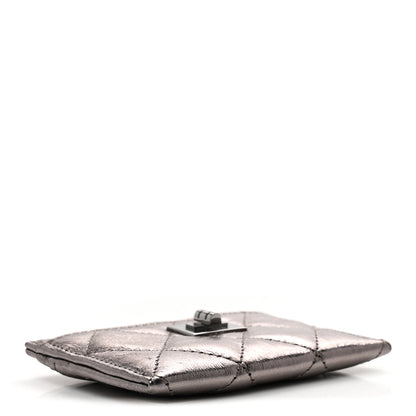 Chanel Metallic Aged Calfskin Quilted Reissue Card Holder Silver 4 of 9
