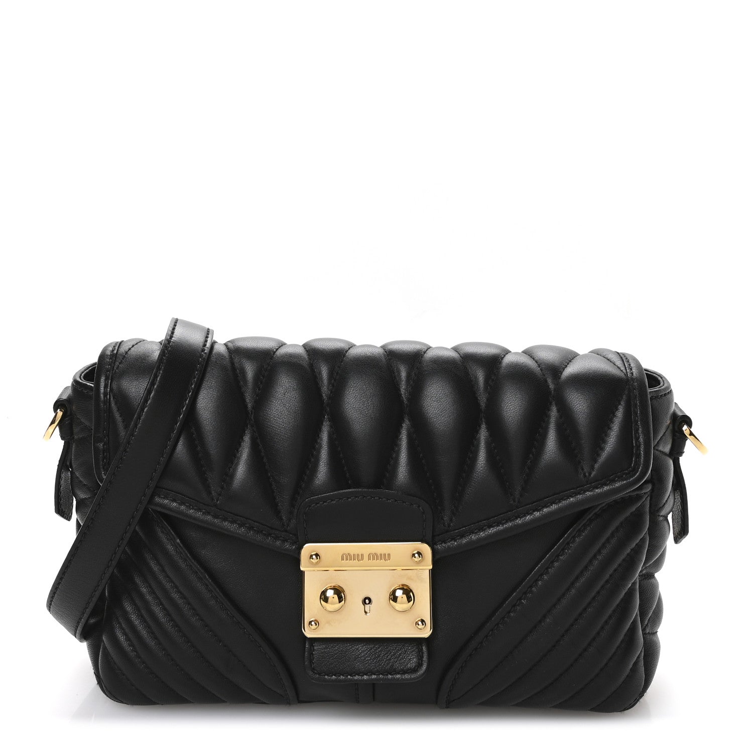 Miu Miu Nappa Matelasse Biker Shoulder Bag Black 1 of 11