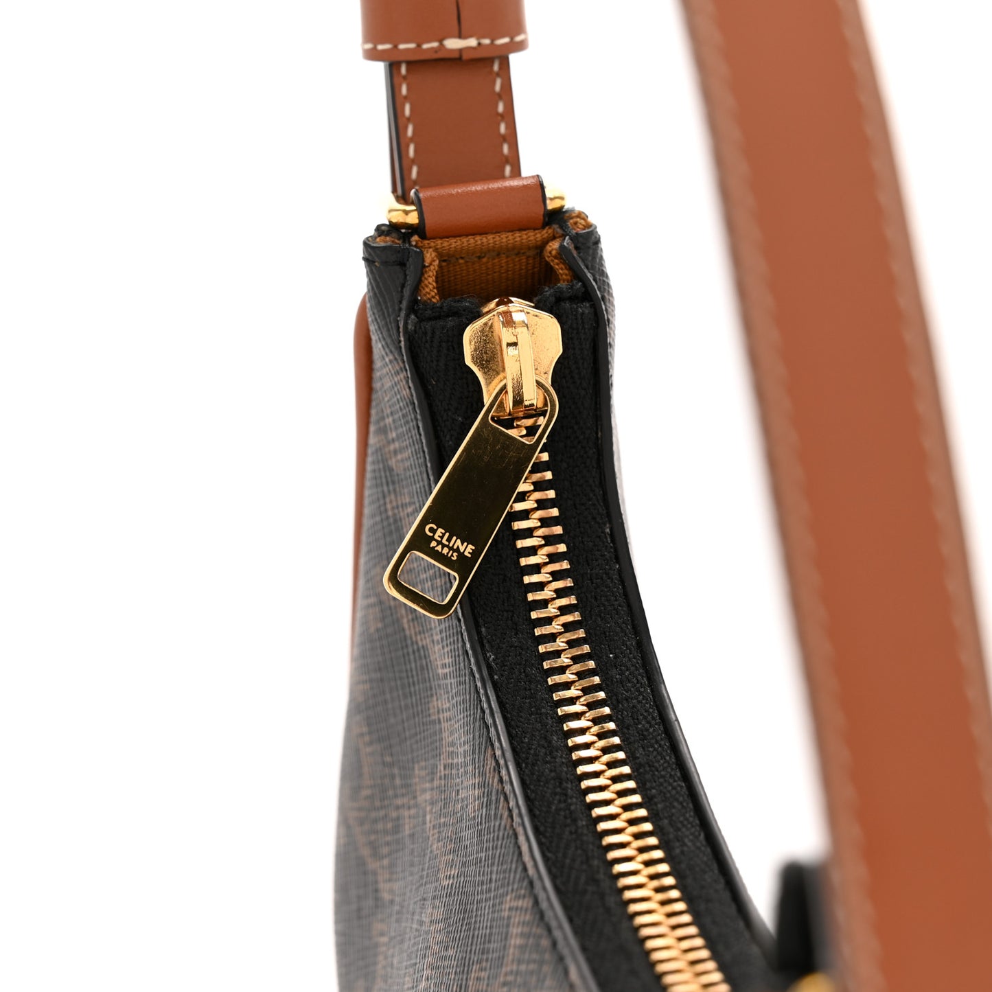 Canvas Calfskin Mini Ava Triomphe Shoulder Bag Tan