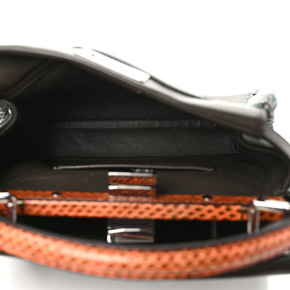 Fendi Calfskin Elaphe Lace Up Selleria Mini Peekaboo Iconic Satchel Verde Prato Arancio 5 of 8