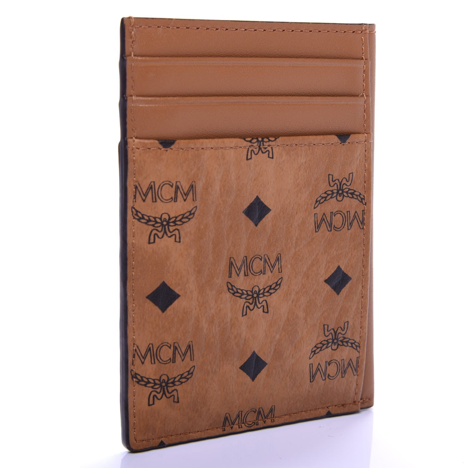 MCM Visetos Money Clip Card Case Cognac 3 of 7