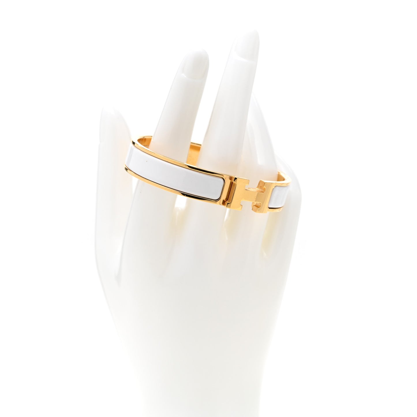 Enamel Narrow Clic Clac H Bracelet GM White