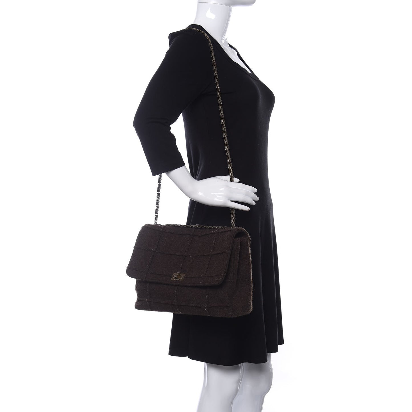 Wool Jumbo Chocolate Bar Mademoiselle Flap Brown