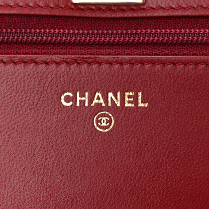 Chanel Lambskin Quilted Trendy CC Wallet On Chain WOC Red 6 of 12