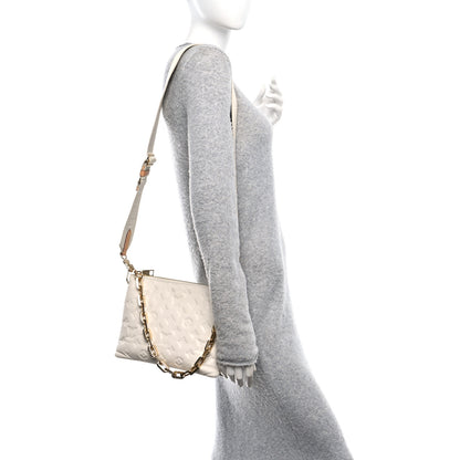 Louis Vuitton Lambskin Embossed Monogram Coussin PM Cream 2 of 12