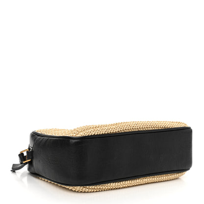 Saint Laurent Raffia Canvas Monogram Lou Camera Bag Beige Black 4 of 11