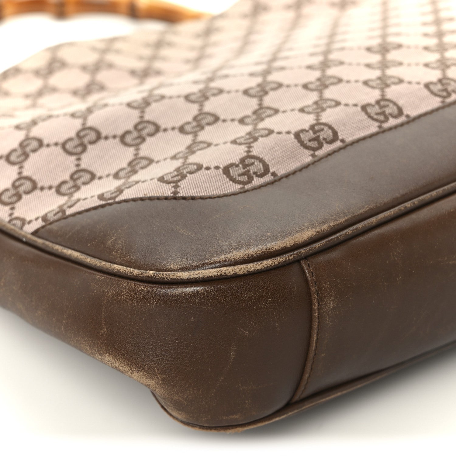 Gucci Monogram Bamboo Top Handle Bag Brown Pink 12 of 13