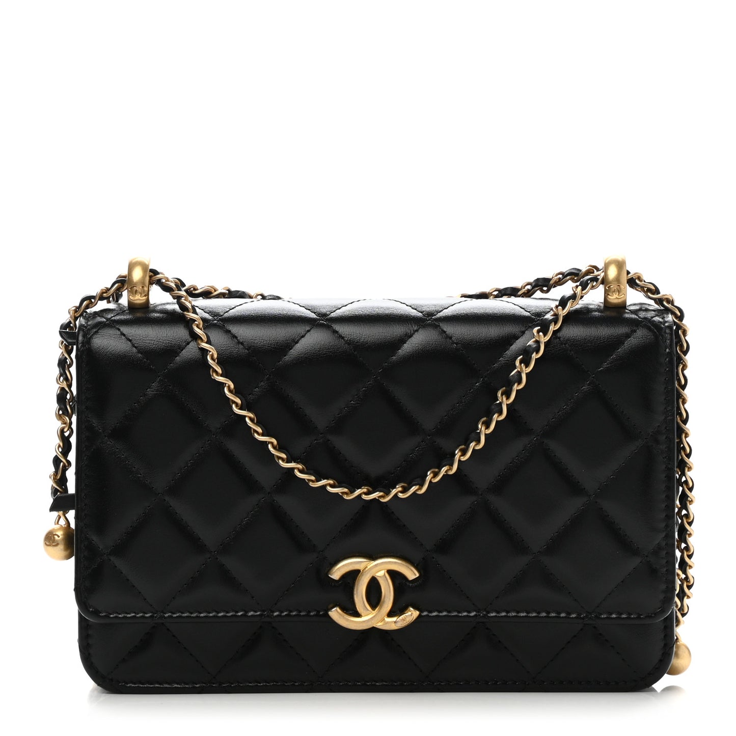 Calfskin Quilted Perfect Fit Wallet On Chain WOC Black