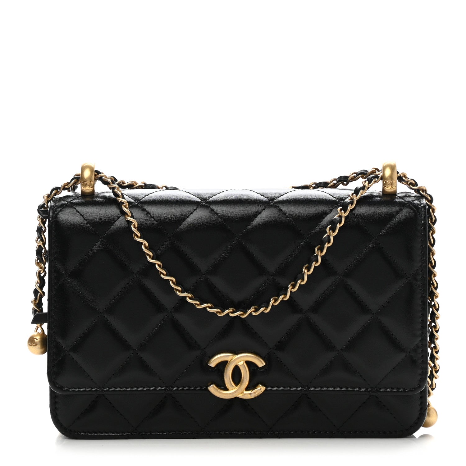 Chanel Calfskin Quilted Perfect Fit Wallet On Chain WOC Black 1 of 12