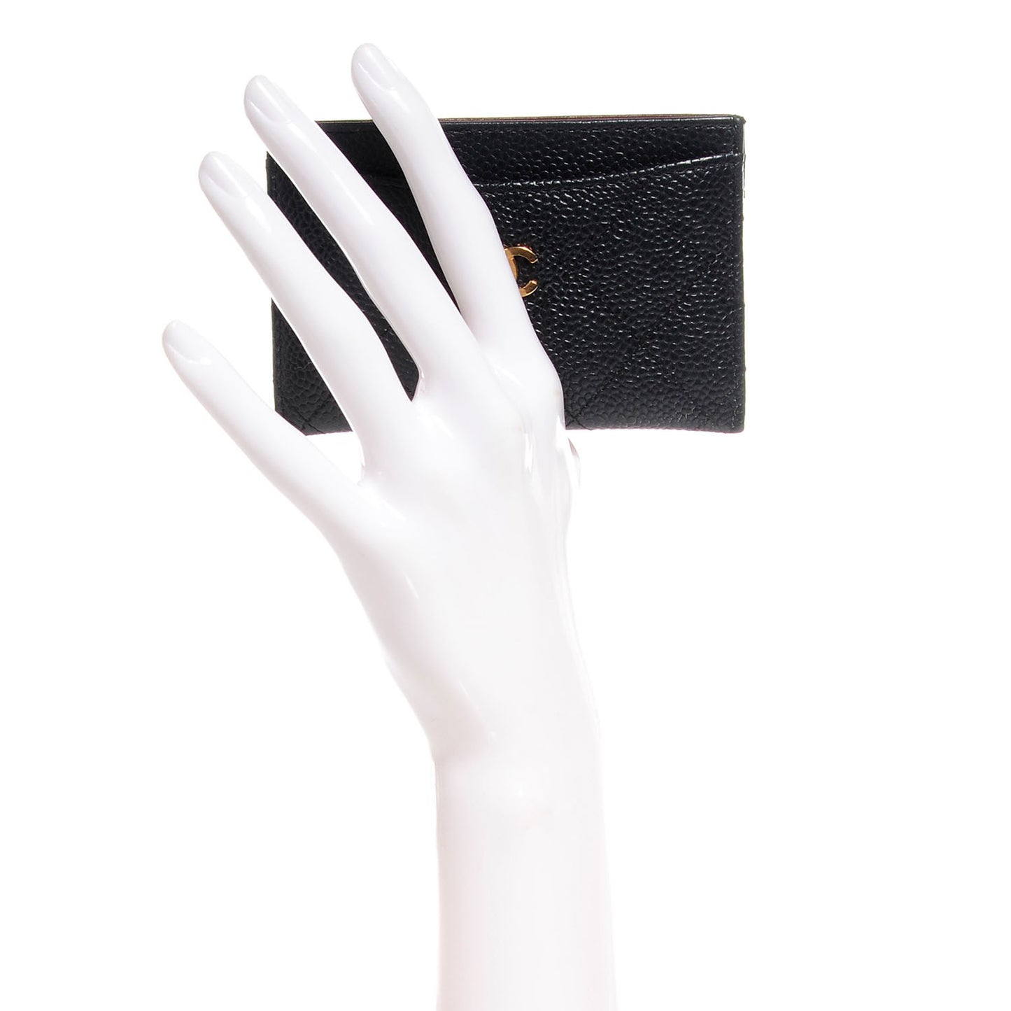 Caviar Quilted Card Holder Black