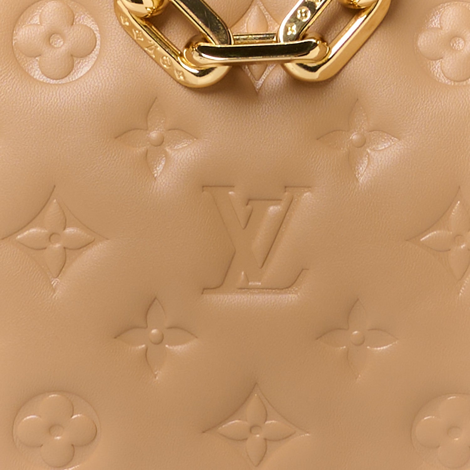 Louis Vuitton Lambskin Embossed Monogram Coussin PM Camel 10 of 12
