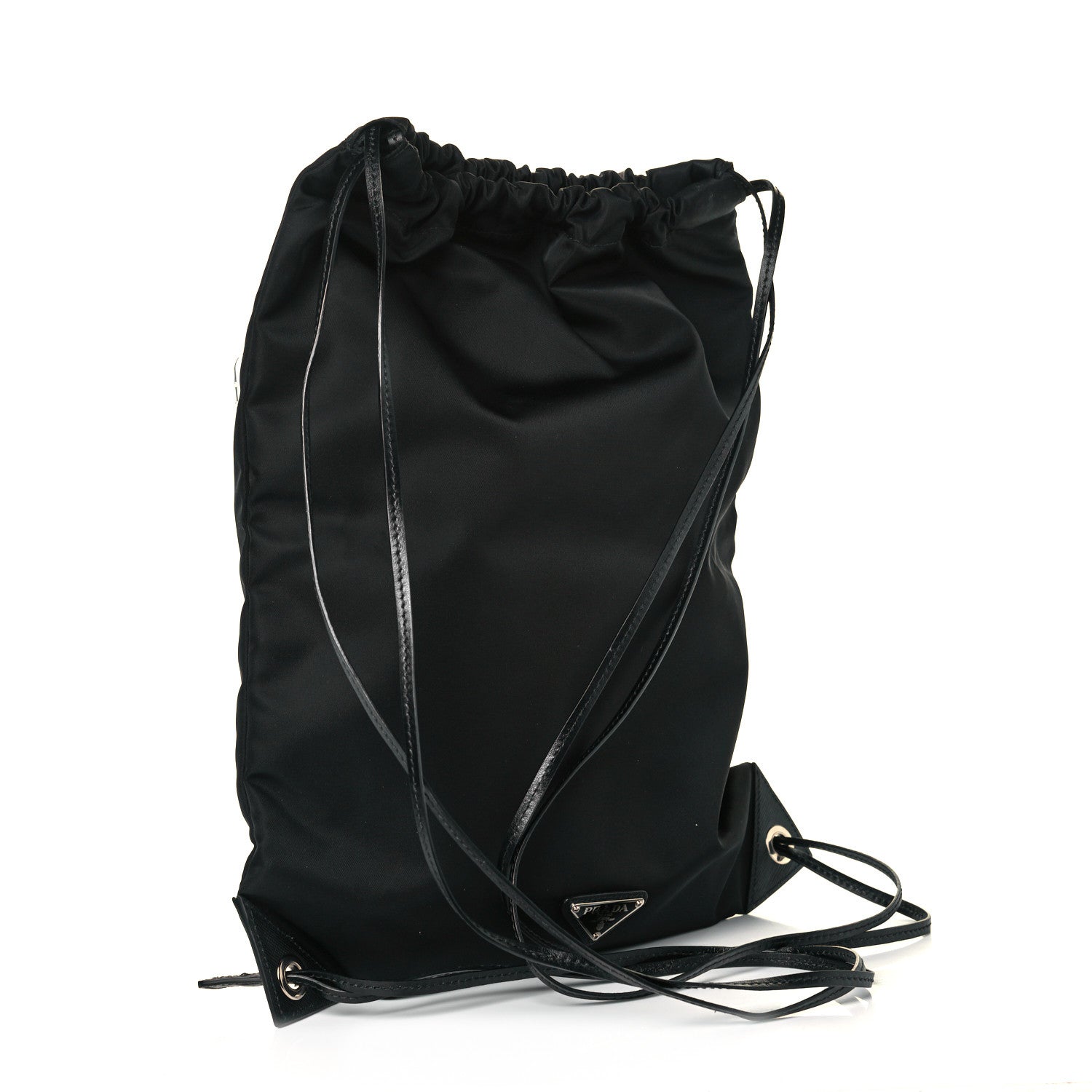 Prada Tessuto Nylon Bird Pocket Motif Drawstring Backpack Black 2 of 10