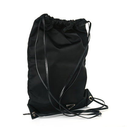 Prada Tessuto Nylon Bird Pocket Motif Drawstring Backpack Black 2 of 10