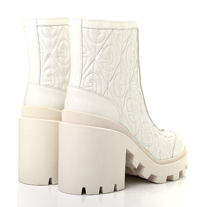 Gucci Calfskin Nappa Rhombus Quilted Trip Ankle Boots 37.5 Great White 4 of 9